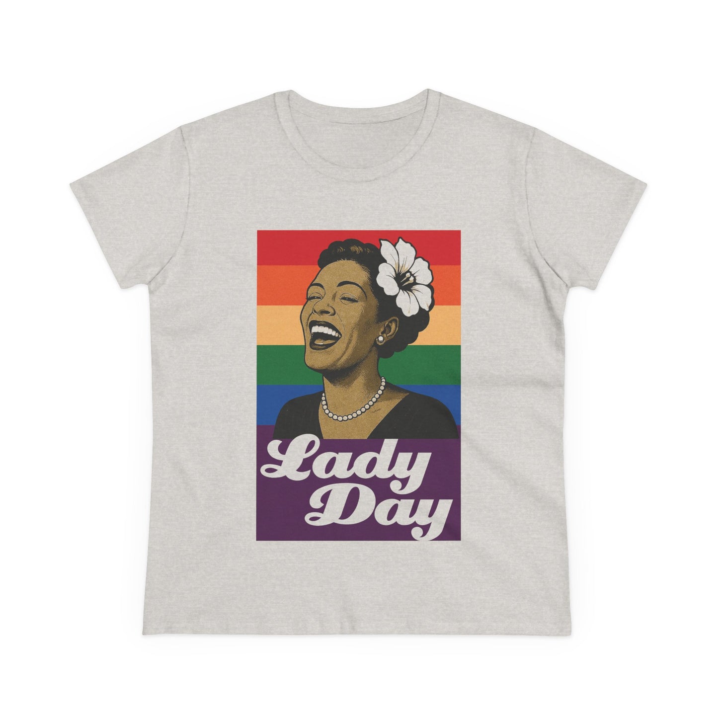 Women's Billie Holiday Tribute Tee - Lady Day Rainbow Design