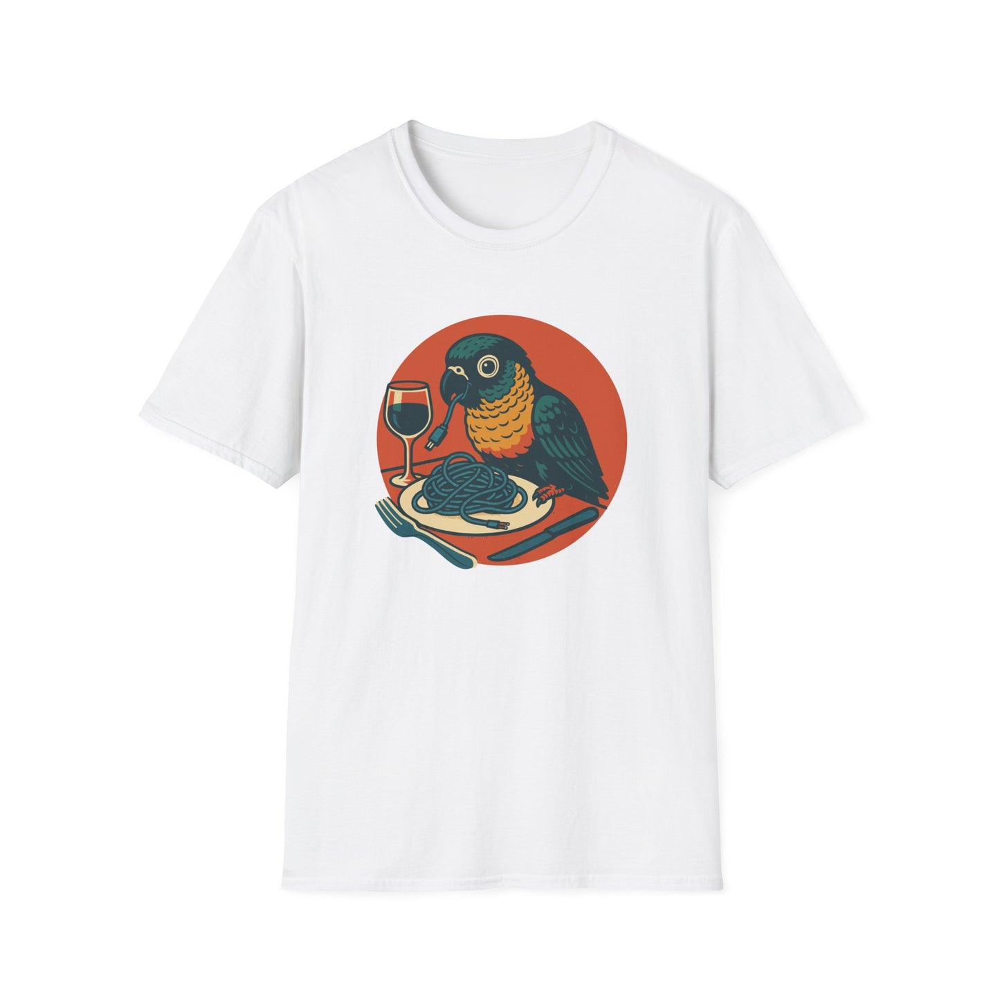 Whimsical Animal Dinner T-Shirt, Fun Tees for Food Lovers, Gift for Bird Enthusiasts, Unique Graphic Tee, Casual Wear