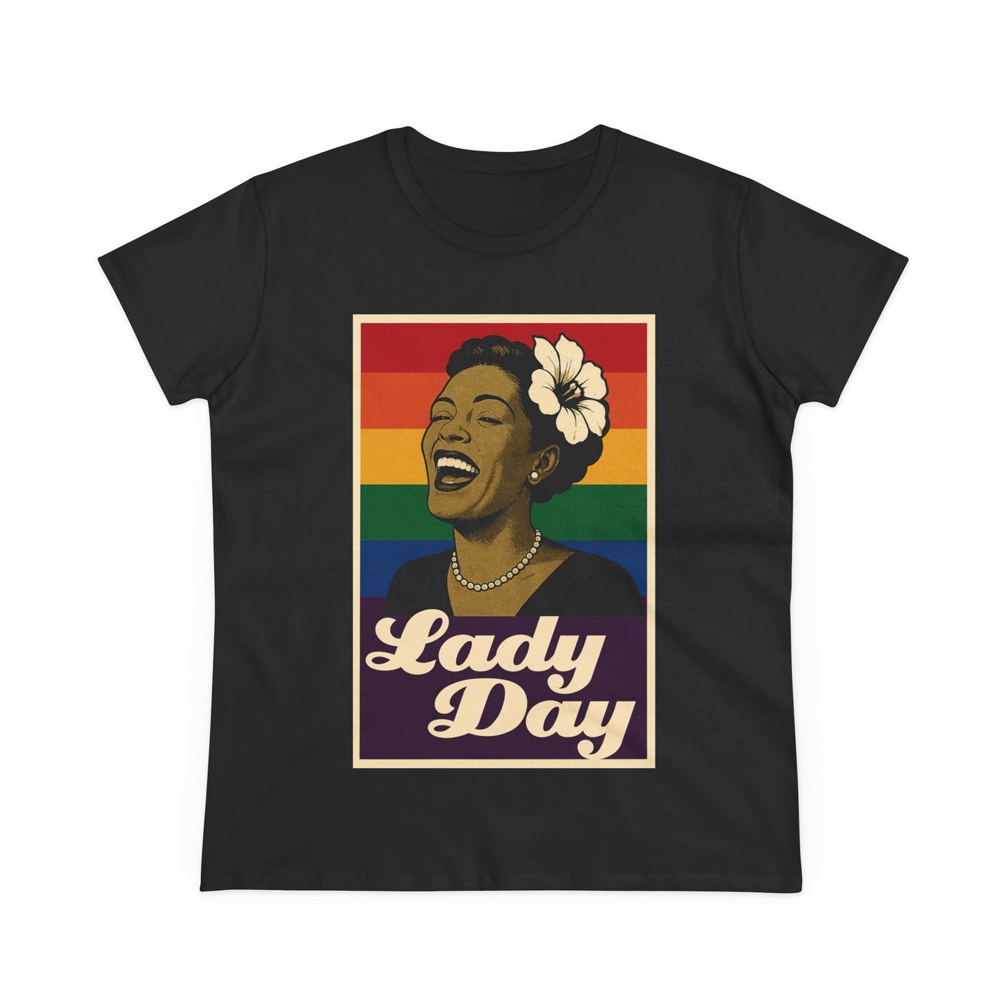 Women's Billie Holiday Tribute Tee - Lady Day Rainbow Design