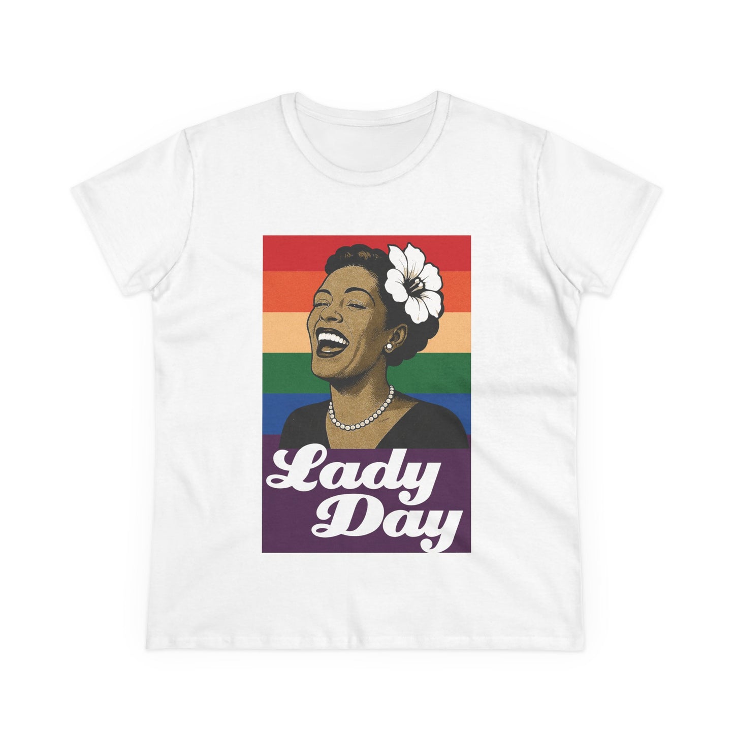 Women's Billie Holiday Tribute Tee - Lady Day Rainbow Design