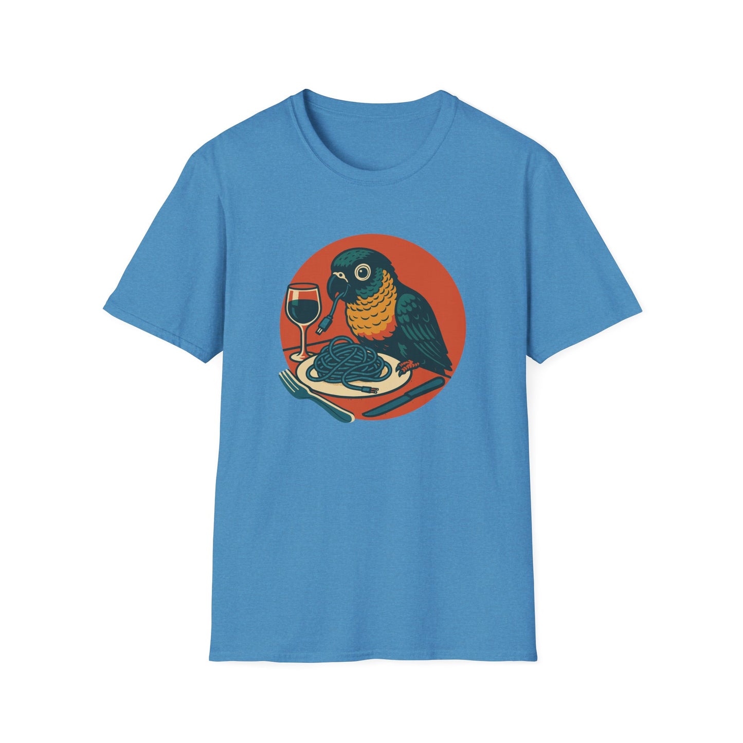Whimsical Animal Dinner T-Shirt, Fun Tees for Food Lovers, Gift for Bird Enthusiasts, Unique Graphic Tee, Casual Wear