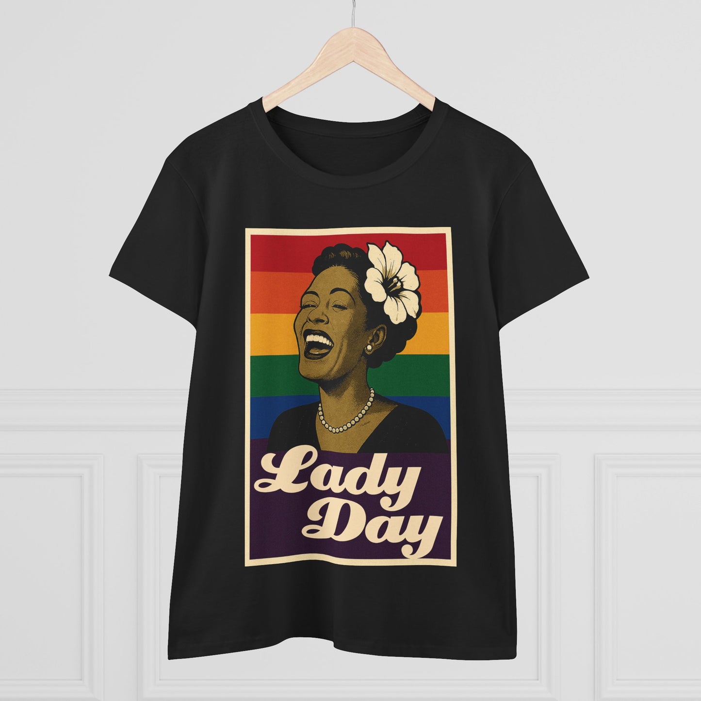 Women's Billie Holiday Tribute Tee - Lady Day Rainbow Design