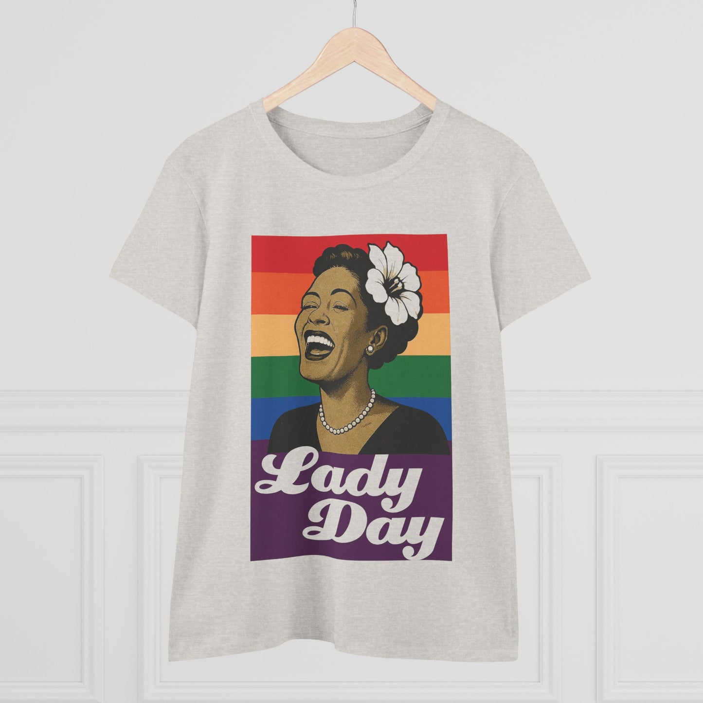 Women's Billie Holiday Tribute Tee - Lady Day Rainbow Design