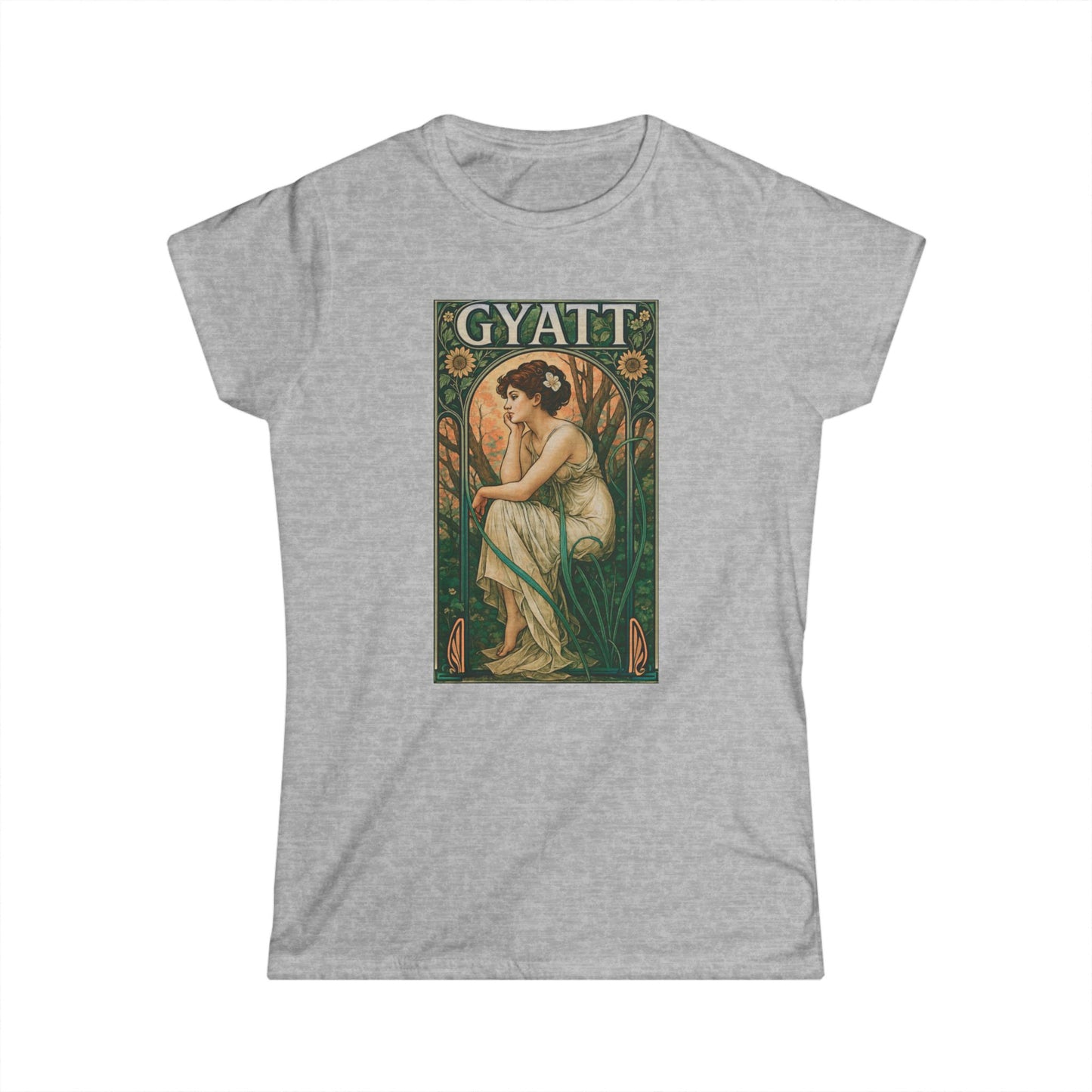 Vintage Art Women's Softstyle Tee - Gyatt Design, Casual Chic Shirt, Boho Fashion, Gift for Art Lovers, Eco-Friendly Apparel